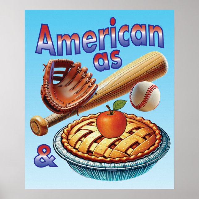 Spaß amerikanisch als Baseball & Apple Pie Poster (Vorne)