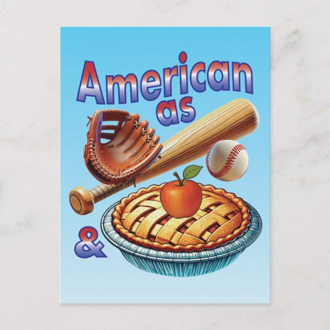 Spaß amerikanisch als Baseball & Apple Pie Postkarte (Vorderseite)