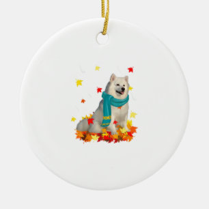 Spaß Amerikanischer Eskimo Erntedank Herbsthund Lo Keramik Ornament