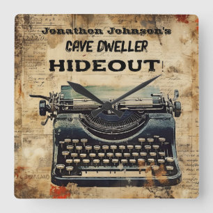 Spaß an der Vintagen Schreibmaschinenuhr Quadratische Wanduhr