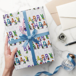 Spaß an Geburtstagsmäuse mit Polka Dots Geschenkpapier