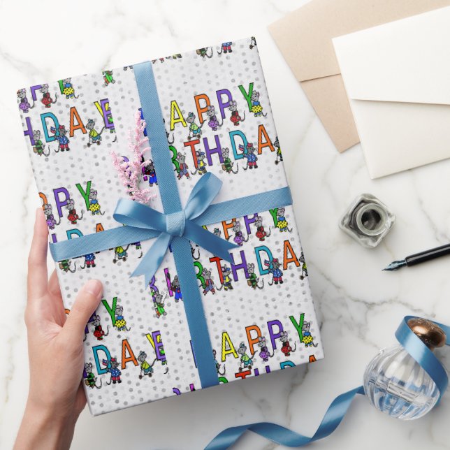 Spaß an Geburtstagsmäuse mit Polka Dots Geschenkpapier (Schenken)