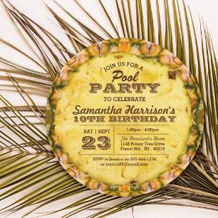 Spaß Ananas Sommerpool Party jedes Alters Geburtst Einladung