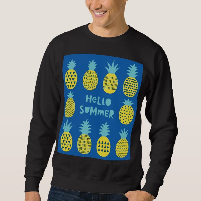 Spaß Ananas Vintager Kartenentwurf Sweatshirt (Vorderseite)
