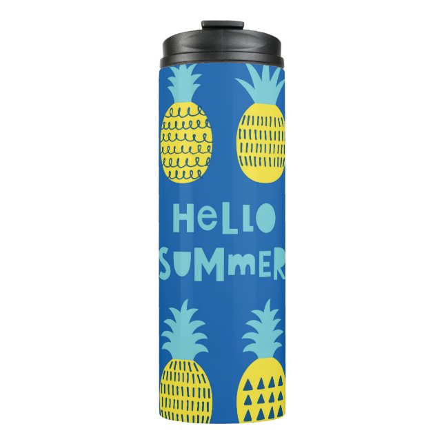 Spaß Ananas Vintager Kartenentwurf Thermosbecher (Vorderseite)