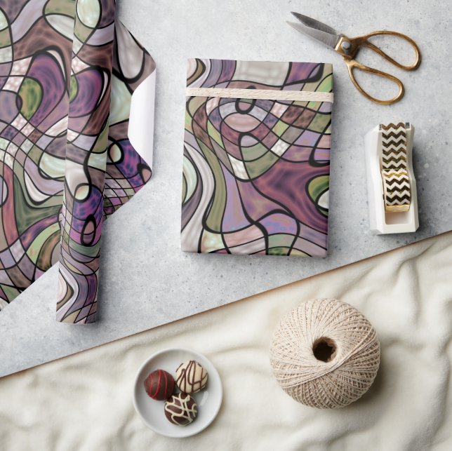 Spaß Angesagter Lila Violet Schwarzer Mosaik Pop K Geschenkpapier (Kunsthandwerk)