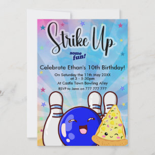 Spaß anstoßen, Tie Dye Jungen Bowling-Party Einladung