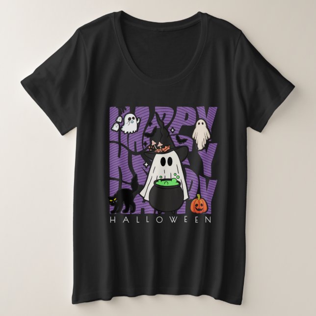 Spaß aufwecken | Happy Halloween Magic & Mischief Große Größe T-Shirt (Design vorne)