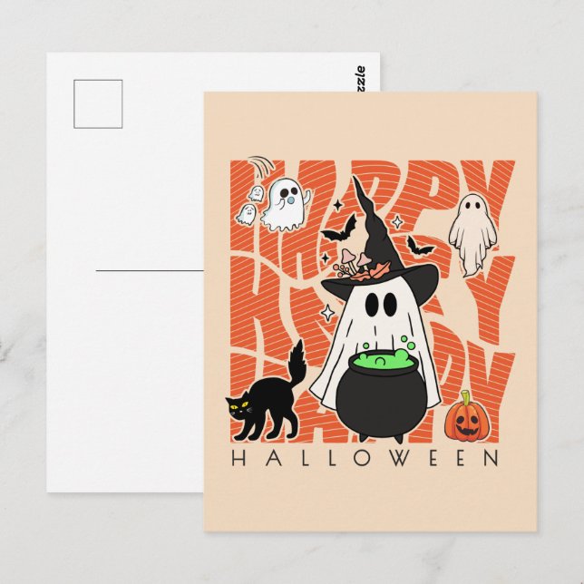Spaß aufwecken | Happy Halloween Magic & Mischief Postkarte (Vorne/Hinten)