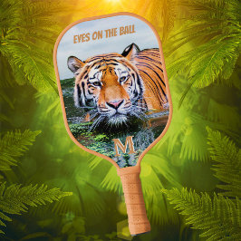 Spaß Augen auf dem Ball Tiger Monogramm Pickleball Schläger