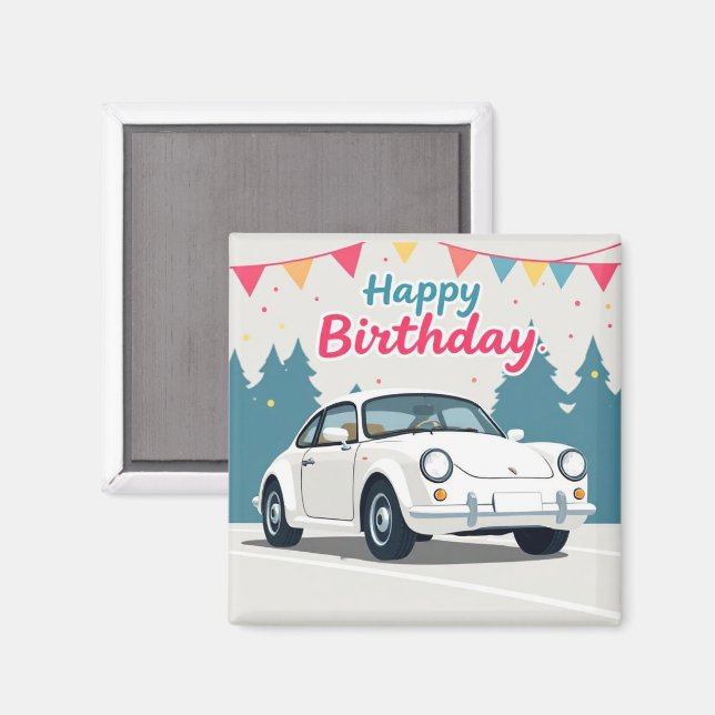 Spaß Auto-Themed Happy Geburtstag Magnet (Vorderseite/Rückseite)
