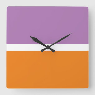 Spaß Banded Lavender Lila Orange Farbblöcke Quadratische Wanduhr