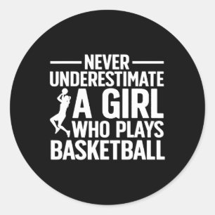 Spaß Basketball Kunst für Girls Jugend Teens Baske Runder Aufkleber