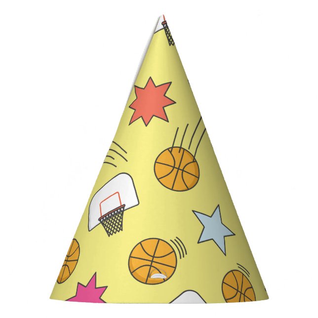 Spaß Basketballmuster Partyhütchen (Links)