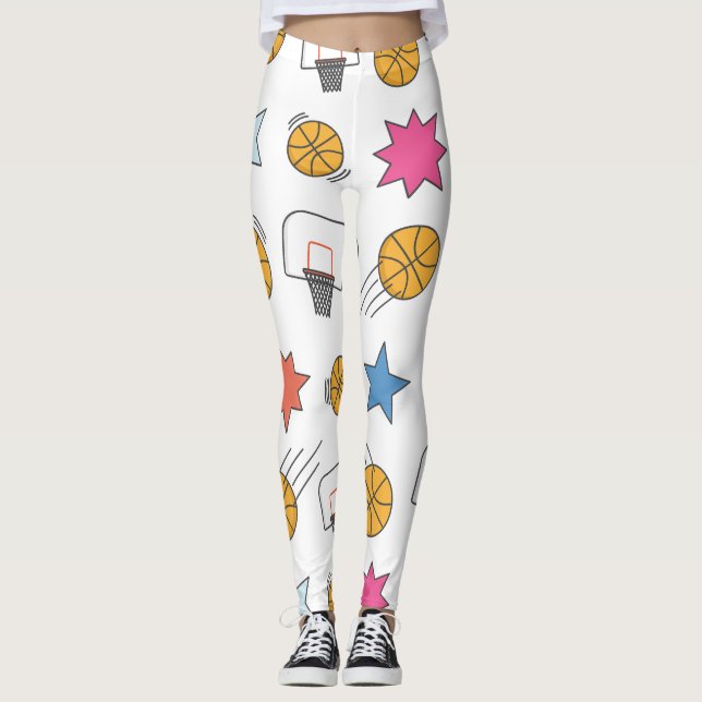Spaß Basketballmuster - Weiß Leggings (Vorderseite)