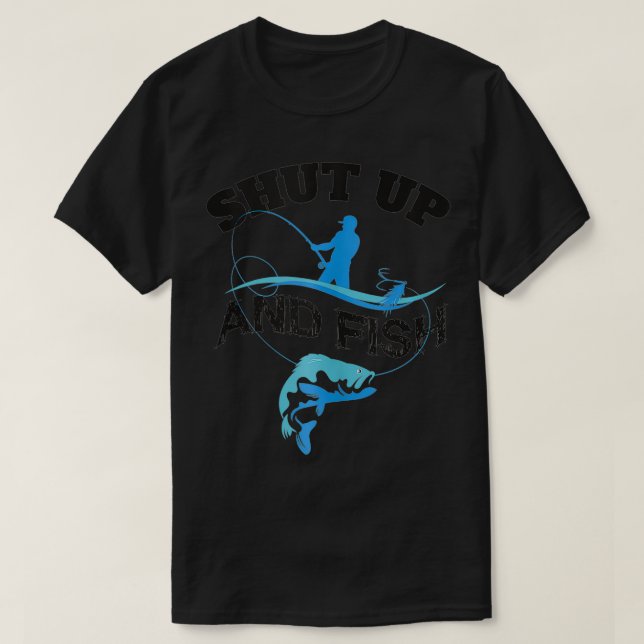 Spaß beenden und Fish Novelty Art Fischen Silhouet T-Shirt (Design vorne)