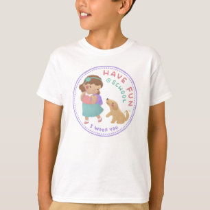 Spaß bei Schulmädchen und Welpen T-Shirt