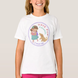 Spaß bei Schulmädchen und Welpen T-Shirt