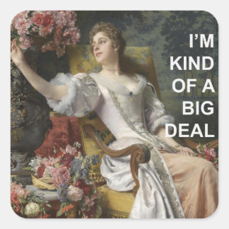 Spaß beim Schreiben von Texten + Vintages Portrait Quadratischer Aufkleber