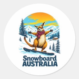 Spaß beim Snowboarden in Australien Runder Aufkleber