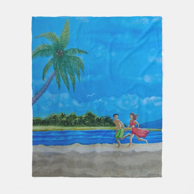 Spaß beim Sonnenlauf Fleecedecke (Vorderseite)