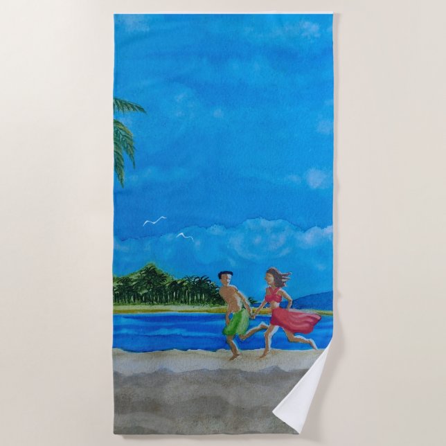 Spaß beim Sonnenlauf Strandtuch (Vorderseite)
