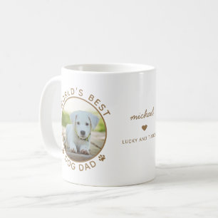 Spaß Bester Hund Vater Zwei Foto Gold Moderne Typo Kaffeetasse