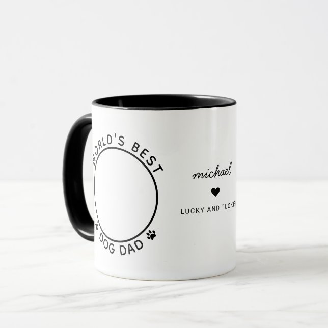Spaß Bester Hund Vater Zwei Foto Moderne Typografi Tasse (Vorderseite Links)