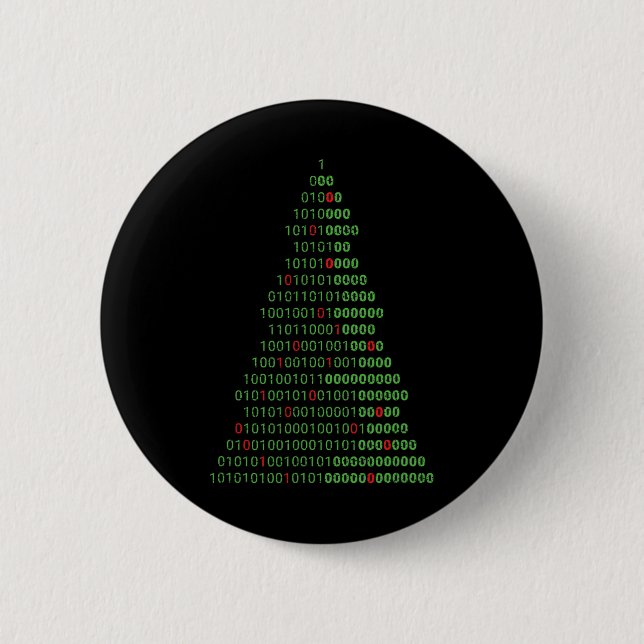 Spaß Binary Christmas Tree Computer Programmierer  Button (Vorderseite)