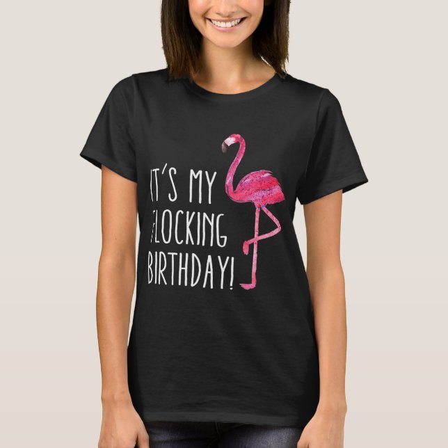 Spaß Birthday Männer Frauen Pink Watercolor Flamin T-Shirt (Vorderseite)