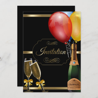 Spaß Black and Gold Party - Einladung