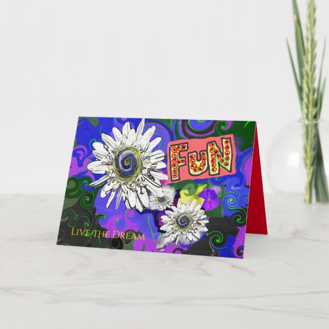 Spaß Blume farbenfrohe Attraktion Karte (Vorderseite)