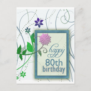 Spaß Blume glücklich 80. Geburtstag Postkarte