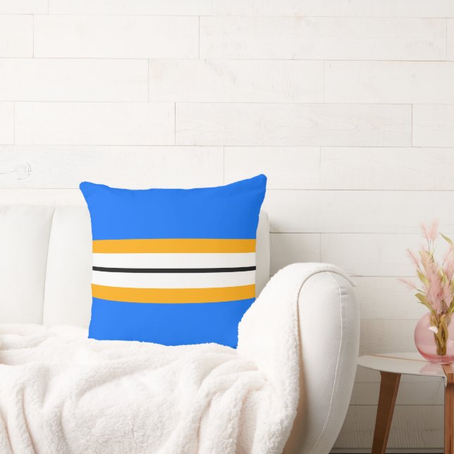 Spaß Breite helle blaue Schwarz-weiße gelbe Streif Kissen (Liege)