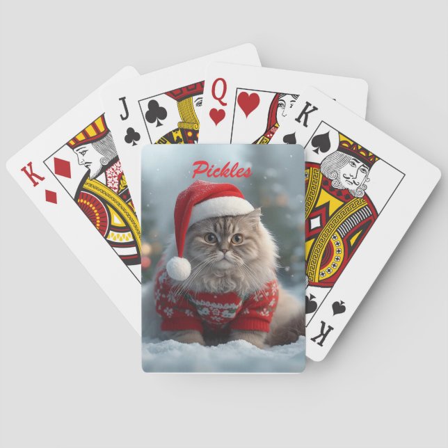Spaß British Shorthair Cat Weihnachten Personalisi Spielkarten (Rückseite)