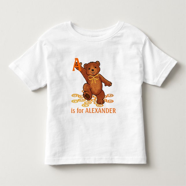 Spaß-Brown-Teddybär mit orange Bogen Kleinkind T-shirt (Vorderseite)
