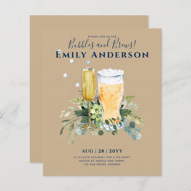 Spaß Bubbles n Brews Beer Champers Brautparty (Vorne/Hinten)