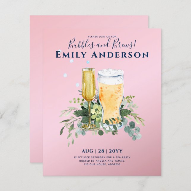 Spaß Bubbles n Brews Beer Champers Brautparty (Vorne/Hinten)