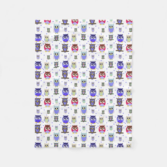 Spaß-bunte Cartoon-Eulen-Fleece-Decke Fleecedecke (Vorderseite)
