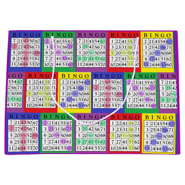 Spaß buntes BINGO kardiert Geschenk-Tasche Große Geschenktüte (Vorderseite)