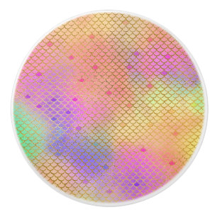 Spaß buntes Ombre Pastellmeerjungfrau-Muster Keramikknauf