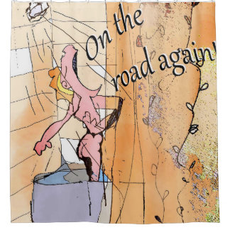 Spaß Cartoon Funny Singen in der Dusche Neuheit Duschvorhang