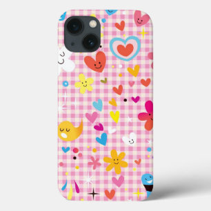 Spaß-Cartoon-Musterrosa iPhone 13 Hülle