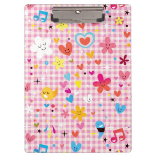 Spaß-Cartoon-Musterrosa Klemmbrett