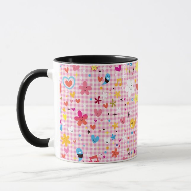 Spaß-Cartoon-Musterrosa Tasse (Links)