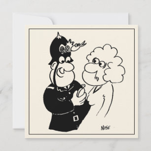 Spaß Cartoon von Polizist mit Kuckoo-Uhr-Helm Karte