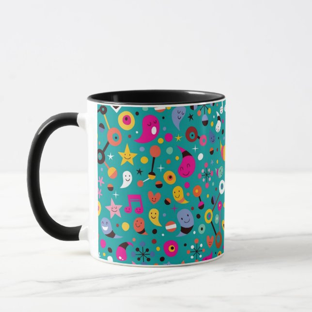 Spaß-Cartoonmuster aquamarin Tasse (Links)