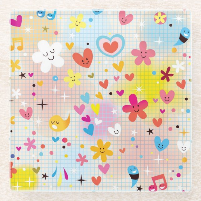 Spaß-Cartoonmuster Glasuntersetzer (Vorderseite)