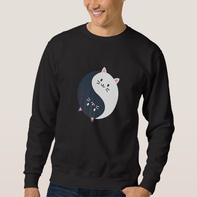 Spaß Cat Yin und Yang Sweatshirt (Vorderseite)