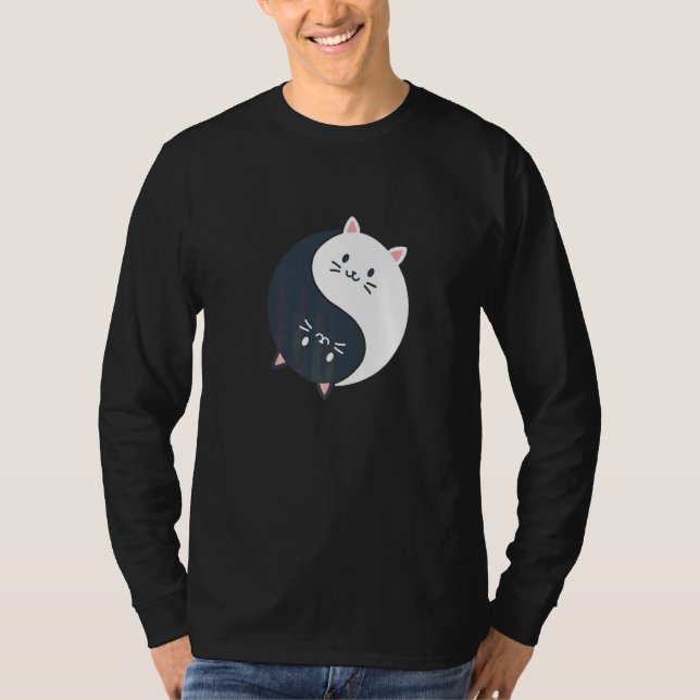Spaß Cat Yin und Yang T-Shirt (Vorderseite)